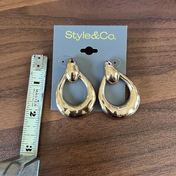 NWT Style & Co. Door Knock Gold Earrings - Picture 4 of 4